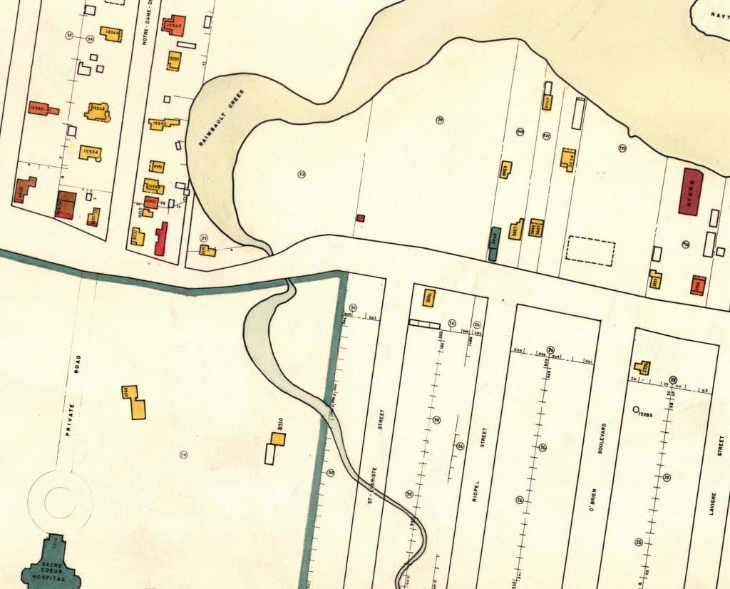 The stream that used to run through Cartierville in Montreal was called Raimbault Creek