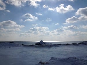 View of Lake Ontario from Marie Curtis Park, about February 2015. Jaan pill photo