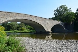 The Humber River walk will cross the Humber River at this bridge, which is located just to the west of Old Mill Toronto. Jaan Pill photo