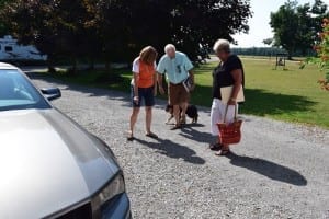 The Event Committee met on July 28, 2015 at Dan and Gina Cayer's farm in St. Williams, Ontario. Left to right, Gina Davis Cayer, Peter Mearns, and Lynn Hennebury Legge. Jaan Pill photo