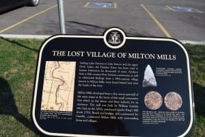 Lost Village of Milton Mills. The plaque is located along Old Mill Road just south of the parking lot. Jaan Pill photo