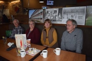 Left to right, Peter Mearns (MCHS 1964), Lynn (Hennebury) Legge (MCHS 1964), Gina (Davis) Cayer (MCHS 1967), and Scott Munro (MCHS 1963).