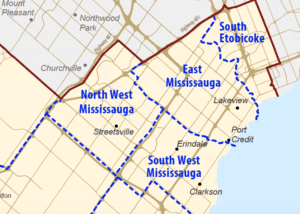 Detail from map showing boundaries for Mississauga Halton LHIN. Source: Mississauga Halton LHIN website