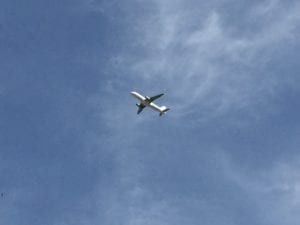 Aircraft fling over Long Branch heading toward Pearson Airport, Saturday, April 22, 2017, 2:40 pm. Jaan Pill photo