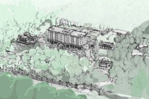 The image is from the Feb. 13, 2019 Niagara Now article featured at the post you are now reading. Caption reads: "Artist rendering of the proposed six-storey hotel at Randwood Estate in Niagara-on-the-Lake. (Supplied)."