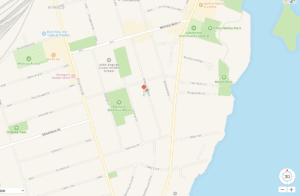 Screenshot from Google Earth indicating location of 58 Wheatfield Road in Mimico