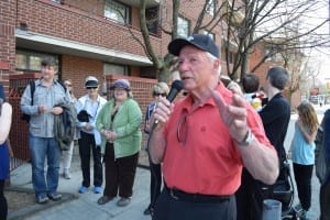 On our New Toronto Jane's Walk, walk participant Ron Bayes shared his recollections of buildings along Lake Shore Blvd. West in New Toronto. Jaan Pill photo