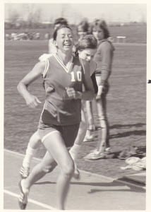 Suzanne, in her senior year at New Toronto Secondary, winning the 3000 meter race at the Toronto and District Championships. John Easton photo