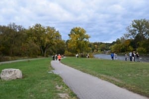The trails across the bridge from Old Mill Toronto are a good place for walking and jogging during the day. Keep your eyes out for cyclists. Stay on the right. Observe the rules of the trail. Jaan Pill photo